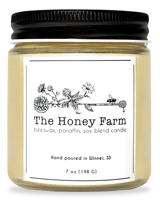 A jarred beeswax candle from Dakota Honey Co.